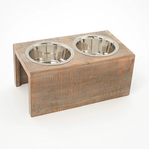 Bols en bois pour dîner unique en acier inoxydable avec mangeoire pour chiens Bols de nourriture pour animaux surélevés mangeoires pour chiens et chats nourriture et eau - Product Image 4