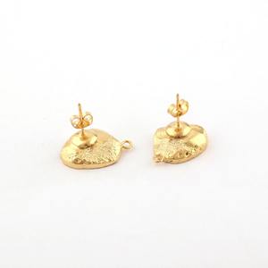 Pendientes de tuerca de ágata drusa azul chapados en oro con gema en rodaja, joyería hecha a mano para mujer - Product Image 4