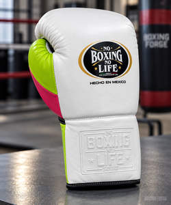 No Boxing No Life Guantes de Boxeo de Cuero con Cordones Blanco Rosa Verde Unisex Equipo de Entrenamiento Hecho en México - Product Image 3