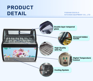 Congelador de exhibición de helados para sistema minorista con controlador digital y ventilación forzada para tienda de postres y gelatería - Product Image 6