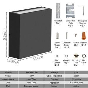 Lámpara de Pared Exterior Impermeable 19802, Farol de Porche con Iluminación Superior e Inferior, Lámparas de Pared Exteriores - Product Image 2