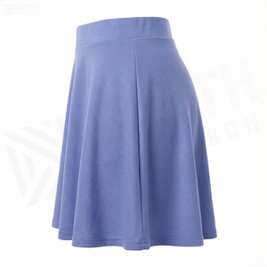 Jupe courte trapèze pour femme, couleur unie, taille élastique, polyester doux, style décontracté, toutes saisons - Product Image 3