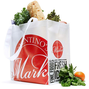 Reusable PP Non Woven Carry Tote <b>Bag</b> with Custom Logo for Supermarket Retail Packaging Factory - Product Image 1