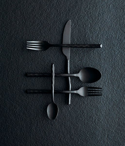 Juego de Cubiertos Negros Martillados - Tenedor, Cuchillo y Cuchara Portátiles para el Hogar, Bodas, Restaurantes y Regalos - Product Image 5