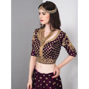 ชุดปาร์ตี้สวมผ้า lehenga choli สีม่วงสวยงาม - Product Image 4