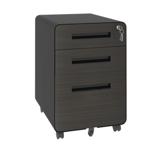 Armadietto Portadocumenti Mobile a 3 Cassetti per Ufficio Domestico, in Metallo Completamente Assemblato, con Serratura e Ruote, Colore Nero - Product Image 1