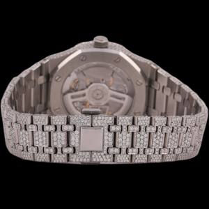 Handcrafted Fully iced Out Moissanite Diamond <b>Black</b> Dial Only Bezel Setting Quartz Movement Full Diamond Stainless Steel <b>Watch</b> - Product Image 3