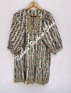 Mini vestido maxi de algodón con estampado de flores para mujer, vestido maxi de verano con mangas 3/4 y corbatas de algodón, novedad - Product Image 1