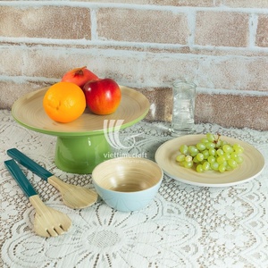 Juego de vajilla de bambú hilado/enrollado Viettimecraft con tazones, tazas, bandeja y jarrón en tonos tierra - Product Image 4