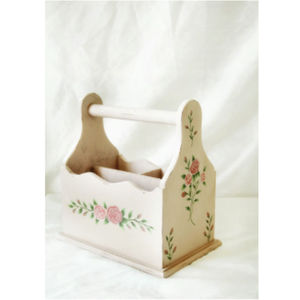 Organizador de Escritorio de Madera Vintage con Asa, Caja de Almacenamiento Floral Estilo Shabby Chic para Maquillaje, Papelería y Control Remoto - Product Image 2