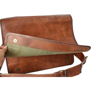 Sac messager pour ordinateur portable en cuir marron vintage Hunter unisexe - Product Image 3