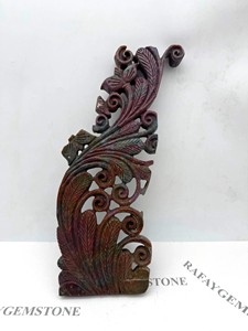 Sculpture de feuille sculptée à la main en rubis rouge naturel vieilli, 1,6 kg, art en pierre précieuse, décoration de luxe pour la maison, cadeau de collection - Product Image 3