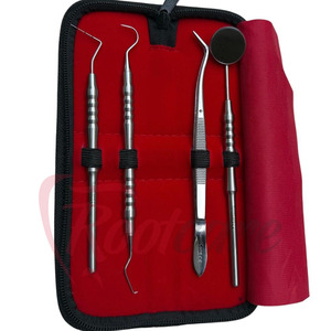 Kit de Exploración Dental Eléctrico: Espejo, Sonda y Herramientas Exploradoras con Empuñadura Roscada Plateada, Instrumentos Quirúrgicos de Clase I con Certificación CE - Product Image 1