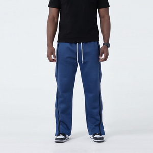 Pantalon Homme en Molleton Épais Tricoté avec Cordon de Serrage à la Taille, Boutons Latéraux, Écologique, Respirant, Style Urbain, Logo Personnalisé - Product Image 3