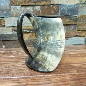 Handmade Buffalo Horn Mug Natural Shape Carved Animal Theme Art Collectible buraq handicraft - Product Image 6
