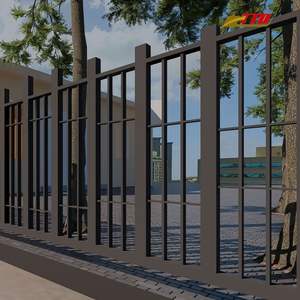 Clôture de luxe en fer forgé écologique de 2,13 m de hauteur avec service de modélisation 3D pour projets d'intimité extérieure - Product Image 3