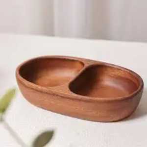 Panier à fleurs rond pliable en bois, plateau à fruits secs multi-compartiments, plateau de service pour noix en bois sculpté à la main - Product Image 2