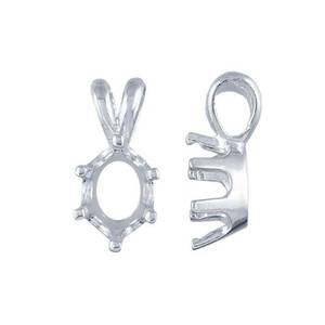 2026 Genuino Plata de Ley 925 Ovalado de 6 puntas Preentallado Engaste de Colgante en Blanco con Anilla de Conejo para Colgantes de Joyería Personalizada - Product Image 3