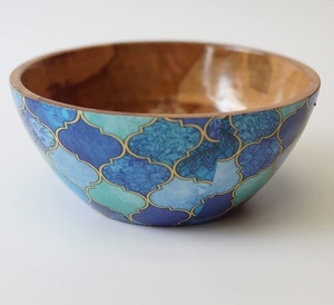 Two Compartment Round Wooden Serving Bowl With Natural Finish for Home and Wedding Tabletop <b>Dinnerware</b> Food Serving Bowls - Product Image 3