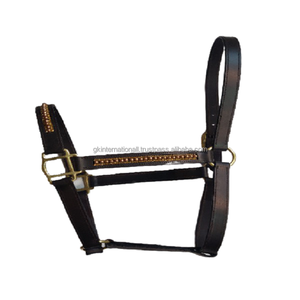 Cabestro de cuero marrón Premium para caballo, cuero de caballo ostentoso de cristal, con hardware de latón pesado, precio barato - Product Image 6