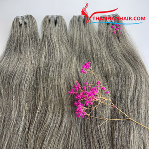 Extensions de cheveux humains gris – Couleur gris argenté – Aspect doux et naturel - Product Image 5