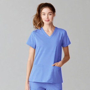 Haut de blouse médicale pour femmes, col en V ou col rond, pour personnel hospitalier / infirmier, personnalisable - Product Image 5