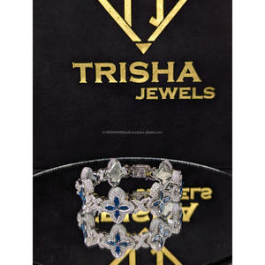 Pulsera Flower Link de Plata de Ley 925 con Diamantes Moissanite VVS de Corte Brillante, Estilo Hip Hop, Unisex, para Boda, de Trisha Jewels - Product Image 2