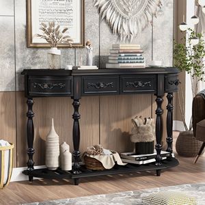 Consolle Moderna Curva con 4 Cassetti e 1 Ripiano per Ingresso, Soggiorno o Corridoio - Product Image 2