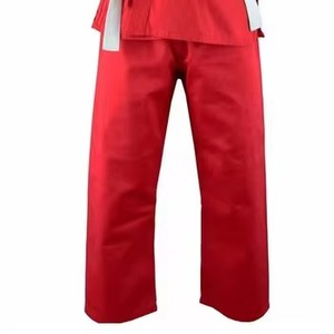 Karate Uniform 100% Cotton Adult Unisex Durable Regular Fit Plain Dyed In-Stock White <b>Red</b> Black <b>Belt</b> - Product Image 3