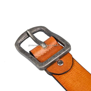 Cinturón de piel bronceada personalizado a mano para hombre, informal, superficie lisa, acabado alto, cuero tostado premium con hebilla de zinc antigua - Product Image 6
