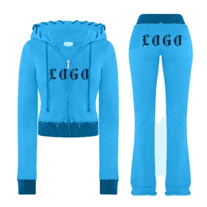 Customizable OEM ODM Hooded Zipper Skinny Fit Vintage 2-Piece Long <b>Set</b> Tracksuit-High Quality Stylish for Team Uniforms Branding - Product Image 4
