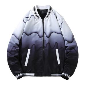 Chaquetas Universitarias para Mujer, Chaqueta Universitaria de Mezclilla para Hombre con Estampado de Ondas, Cierre de Cremallera, Corte Ajustado, Estilo Bomber de Béisbol, Técnica de Teñido Liso - Product Image 6