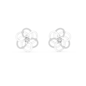 INTERLOCK FLORAL LAB GROWN DIAMOND <b>EARRING</b> <b>SET</b> IN 18KT WHITE <b>GOLD</b> FOR WOMEN'S ENGAGEMENT WEDDING PARTY VALENTINE GIFT DAILY USE - Product Image 1