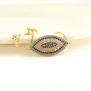 Bracelet de protection contre le mauvais œil, bracelet spirituel, micro pavé de zircon cubique, fermoir coulissant réglable, bijoux, chaîne de bracelets tendance - Product Image 1