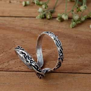 Handmade Adjustable Arthritis Ring Wedding Floral Texture <b>Finger</b> Splint DIP PIP Joint <b>Support</b> Vintage Oxidized Knuckle - Product Image 4