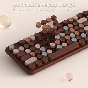 Full-Size Retro Typewriter Keyboard with Keycaps <b>Wireless</b> 2.4GHz Windows Mac Laptop <b>PC</b> Keyboard Mouse Combos - Product Image 2