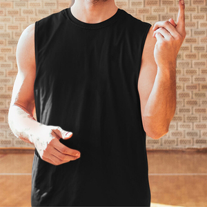 Débardeur de sport décontracté pour homme, sans manches, respirant, en coton, personnalisable sur le devant, pour la course, l'entraînement et la gym - Product Image 1