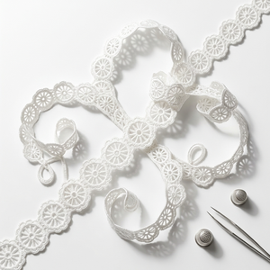 15mm <b>White</b> Circular Guipure GPO <b>Lace</b> Trim Manufacturer 20 Meter Packing for Bridal Wear Dress Borders Sewing Craft Customizable - Product Image 3