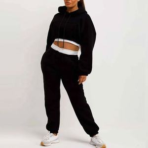 Venta al por mayor sudadera y pantalones de cuello redondo de gran tamaño WomenChándal 100% algodón HeavyFleece 350Gsm Mejor Material - Product Image 1