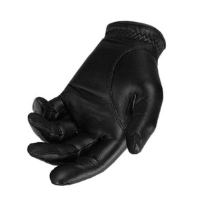 High Quality Customizable All Black Cabretta Leather Men's Golf Gloves with Rubber <b>Strap</b> Anti Slip Breathable Soft Grip - Product Image 6