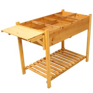 8-Pocket <b>Foldable</b> Side <b>Table</b> Storage Shelf Horticulture Raised <b>Garden</b> Bed Elevated Wood Planter Box Stand <b>for</b> Herb/Vegetable - Product Image 2
