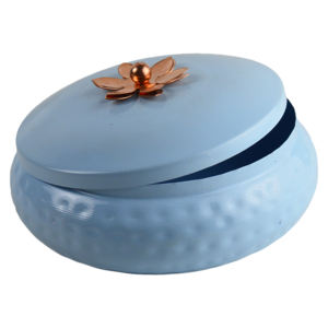 Tarro de galletas de diseño redondo morado, tarros y recipientes para galletas chapados y pintados, tarro de dulces de diseño metálico - Product Image 5