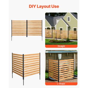 Elegante Recinzione in Legno per la Privacy 96,5 cm L x 106,7 cm L, 2 Pannelli a Doghe, Schermo per Condizionatore, Recinto per Attrezzature da Piscina, Pali in Metallo, Confezione da 2 - Product Image 3