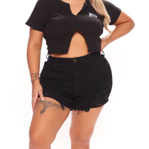 Shorts en jean déchirés skinny pour femme, taille mi-haute, décontracté, streetwear, été, élastique, 100% coton, avec poches et trous, effet usé - Product Image 5