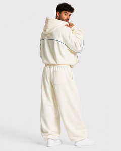 Pantalon de jogging surdimensionné pour homme en molleton de coton de qualité supérieure, avec ligne contrastante personnalisée et poches arrière, coupe large - Product Image 5