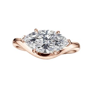 แหวนเพชรทรงมาร์คีส์ 2 กะรัต เพาะเลี้ยงในห้องปฏิบัติการ ทองคำแท้ 10K 14K 18K ดีไซน์เครื่องประดับชั้นดี รับรองโดย IGI สี E ความใส VVS - Product Image 3