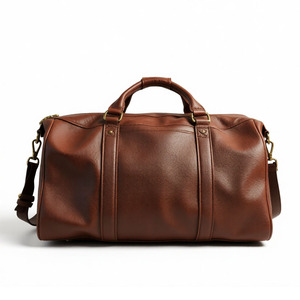 Full Grain Leather Duffle <b>Bag</b> Travel <b>Overnight</b> Weekender Carry <b>Bag</b> with Large Main Compartment Adjustable Strap & Metal Hardware - Product Image 1