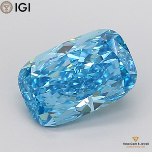 Diamant de laboratoire CVD de couleur bleu vif fantaisie, pureté VVS2, taille coussin, 3,00 carats, certifié IGI, pour fiançailles spéciales - Product Image 1