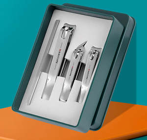 Nouvel ensemble de coupe-ongles professionnels en acier inoxydable/carton, 3 pièces, avec logo personnalisé OEM, marque privée, pour soins des ongles, ANAAIF - Product Image 4