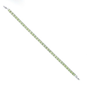 Elegante Brazalete de Plata de Ley 925 con Baño de Rodio, Cristal Verde Lima en Forma de Flor, 13.71g, para Mujer, Ideal para Fiestas - Product Image 1